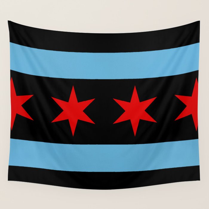 Black Chicago Flag Wall Tapestry Gallery Image 4