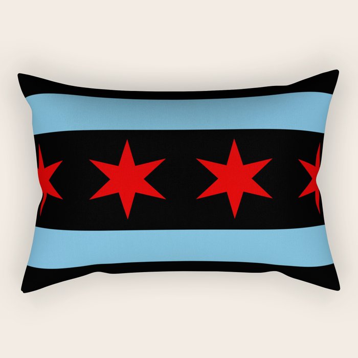 Black Chicago Flag Rectangular Pillow Gallery Image 2