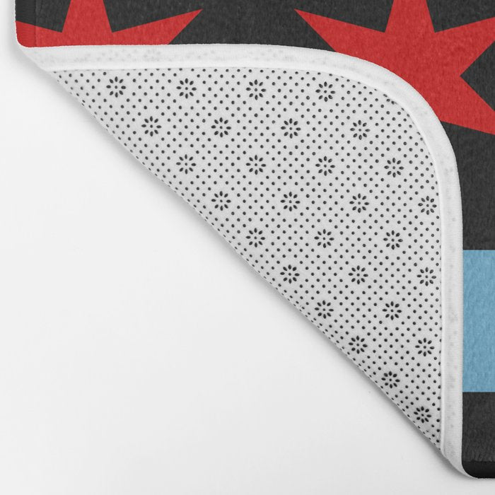 Black Chicago Flag Bath Mat Gallery Image 2