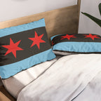Black Chicago Flag Pillow Sham Gallery Image 2
