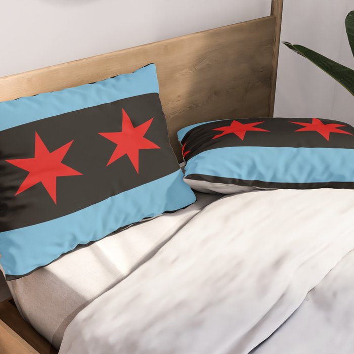 Black Chicago Flag Pillow Sham Gallery Image 2