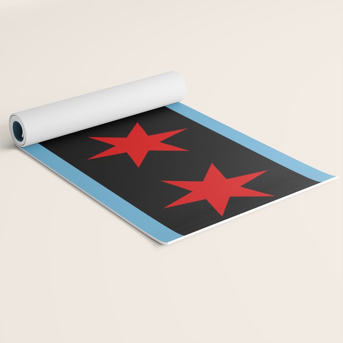 Black Chicago Flag Yoga Mat Gallery Image 2