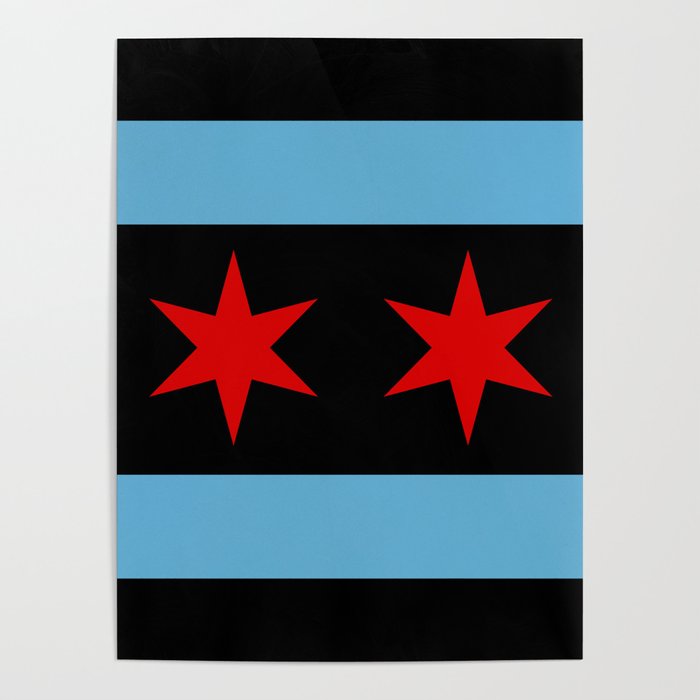 Black Chicago Flag Poster Gallery Image 1