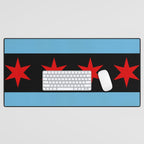 Black Chicago Flag Desk Mat Gallery Image 1