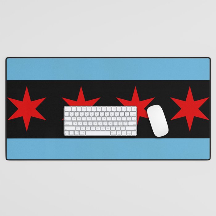 Black Chicago Flag Desk Mat Gallery Image 1