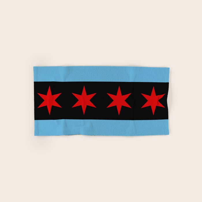 Black Chicago Flag Bath Towel Gallery Image 1