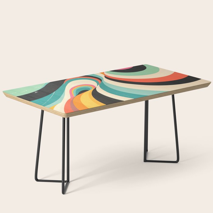Abstract Retro Swirl 70s Mid-Century Curves Coffee Table Gallery Image 1