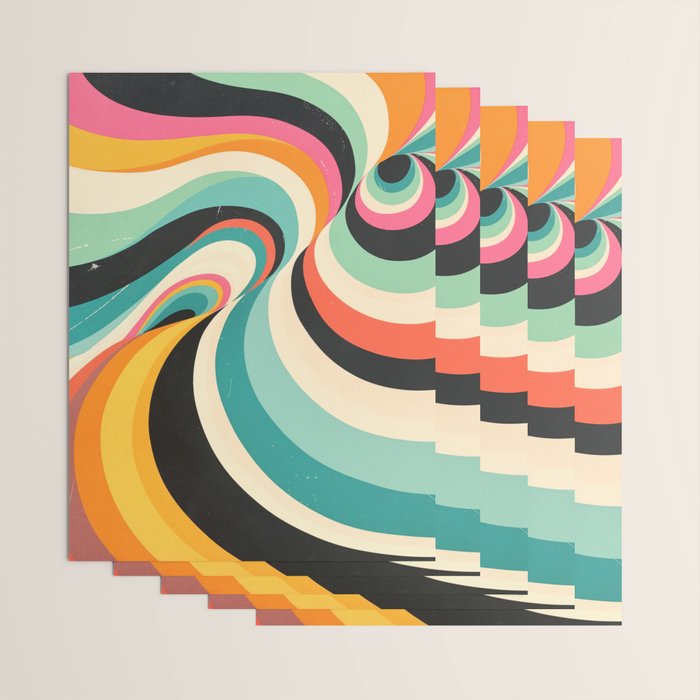 Abstract Retro Swirl 70s Mid-Century Curves Wrapping Paper Gallery Image 3