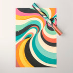 Abstract Retro Swirl 70s Mid-Century Curves Wrapping Paper Gallery Image 1