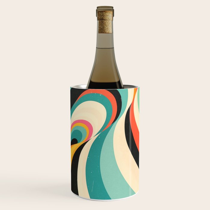 Abstract Retro Swirl 70s Mid-Century Curves Wine Chiller Gallery Image 1