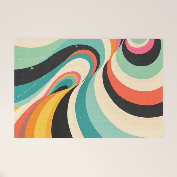 Abstract Retro Swirl 70s Mid-Century Curves Welcome Mat Gallery Image 1