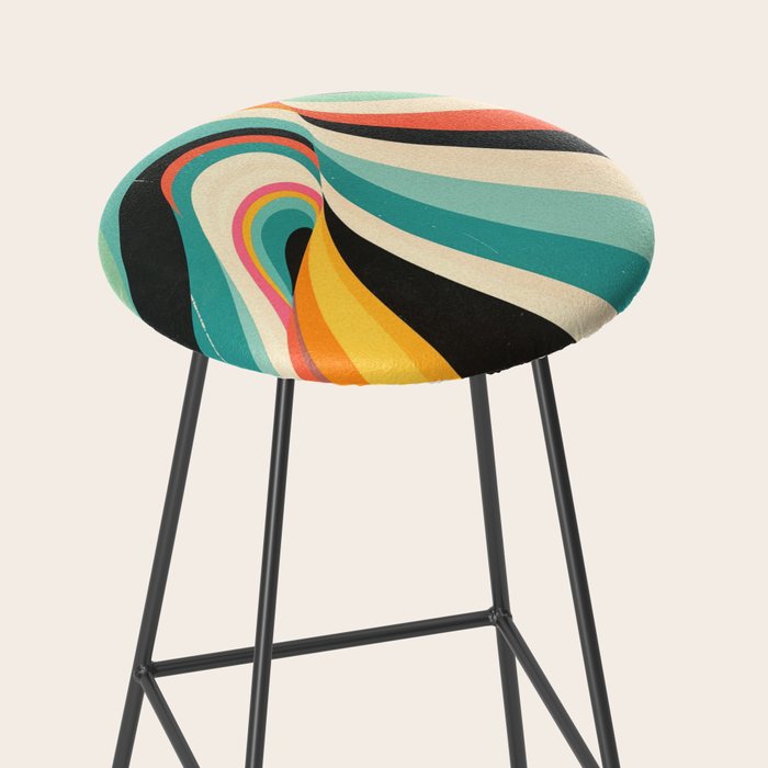 Abstract Retro Swirl 70s Mid-Century Curves Stool Gallery Image 2