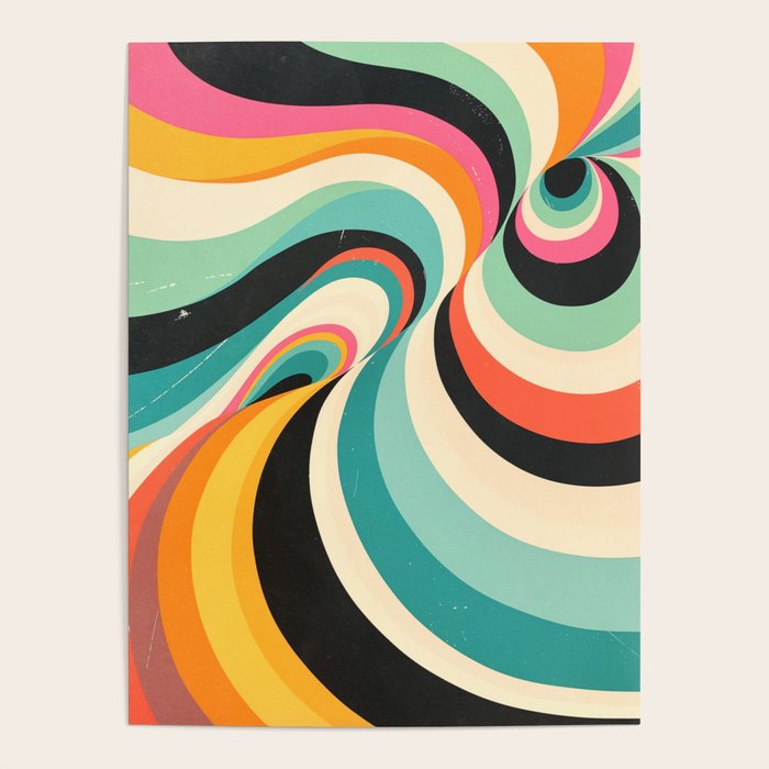 Abstract Retro Swirl 70s Mid-Century Curves Poster Gallery Image 4