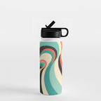 Abstract Retro Swirl 70s Mid-Century Curves Water Bottle Gallery Image 1