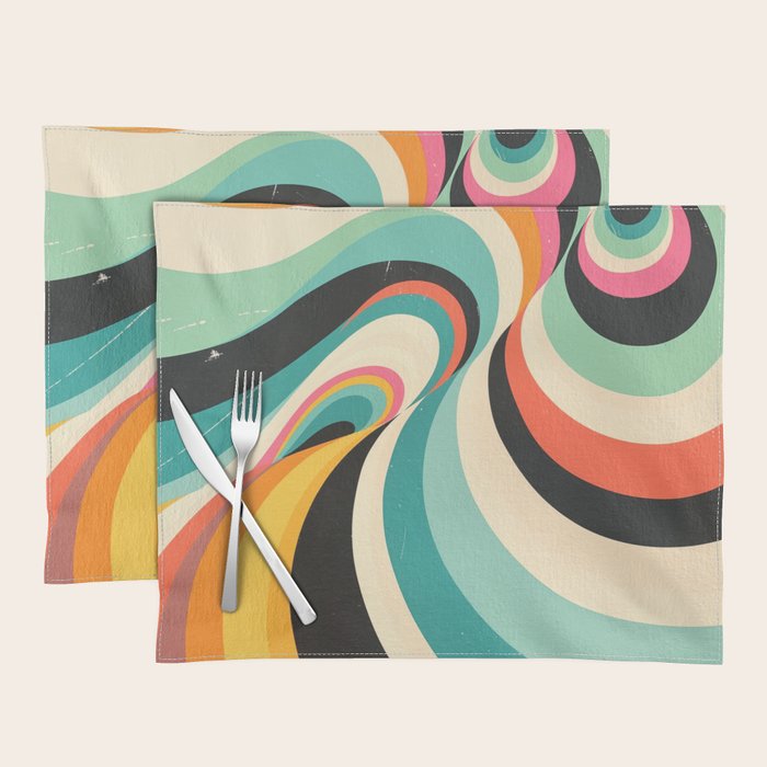 Abstract Retro Swirl 70s Mid-Century Curves Placemat Gallery Image 1