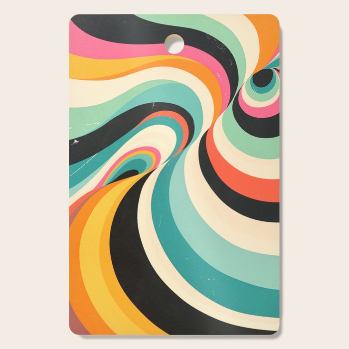 Abstract Retro Swirl 70s Mid-Century Curves Cutting Board Gallery Image 1