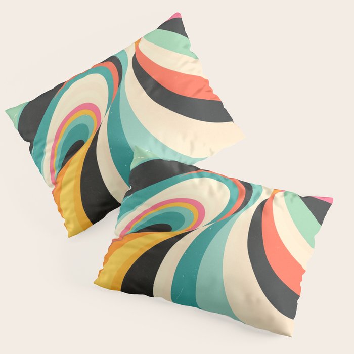 Abstract Retro Swirl 70s Mid-Century Curves Pillow Sham Gallery Image 1