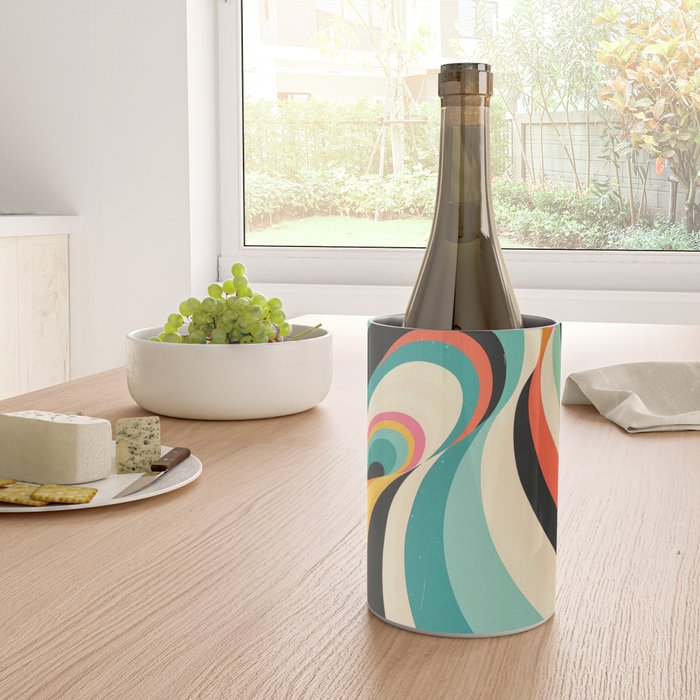 Abstract Retro Swirl 70s Mid-Century Curves Wine Chiller Gallery Image 4