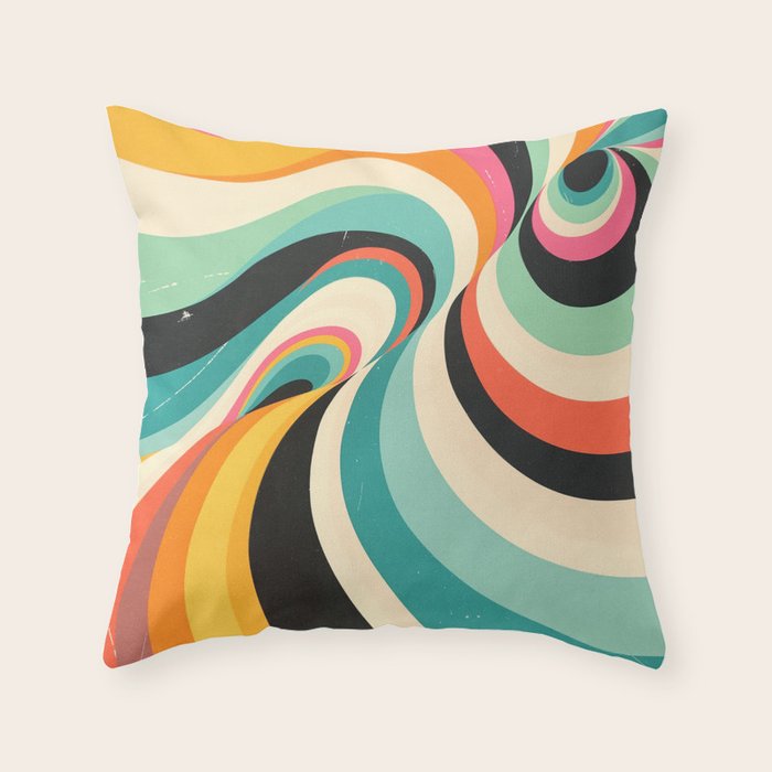 Abstract Retro Swirl 70s Mid-Century Curves Throw Pillow Gallery Image 6