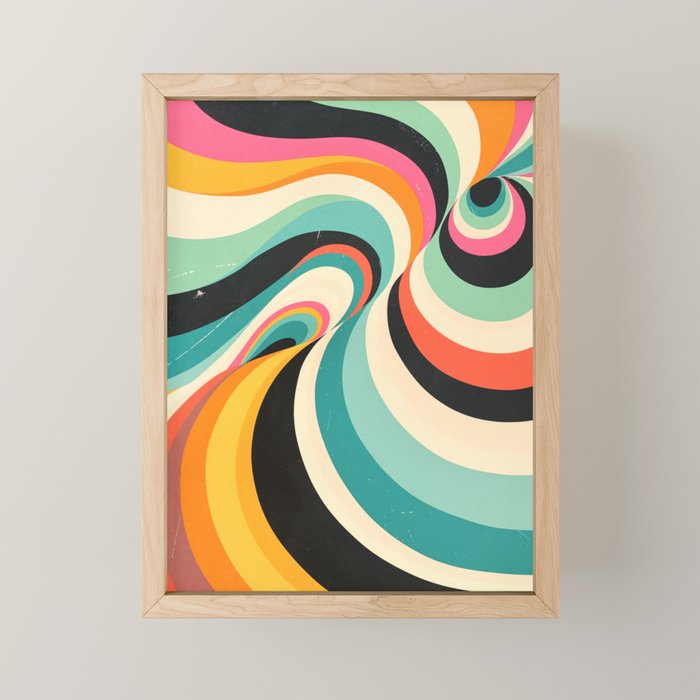 Abstract Retro Swirl 70s Mid-Century Curves Mini Art Print Gallery Image 1