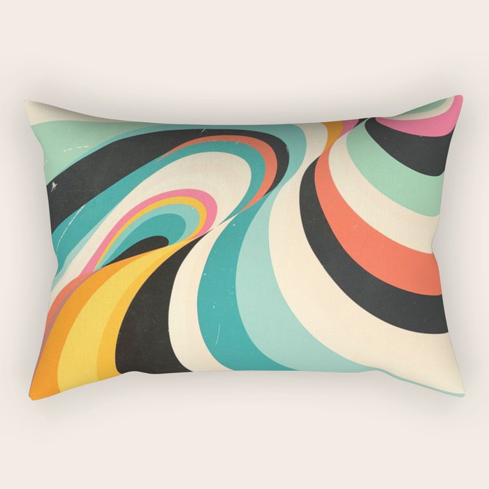 Abstract Retro Swirl 70s Mid-Century Curves Rectangular Pillow Gallery Image 1