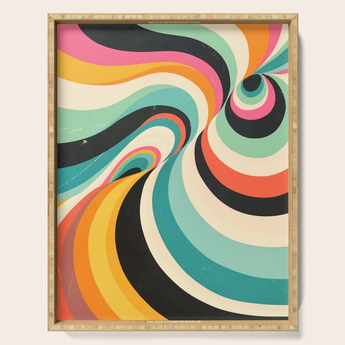 Abstract Retro Swirl 70s Mid-Century Curves Serving Tray Gallery Image 1