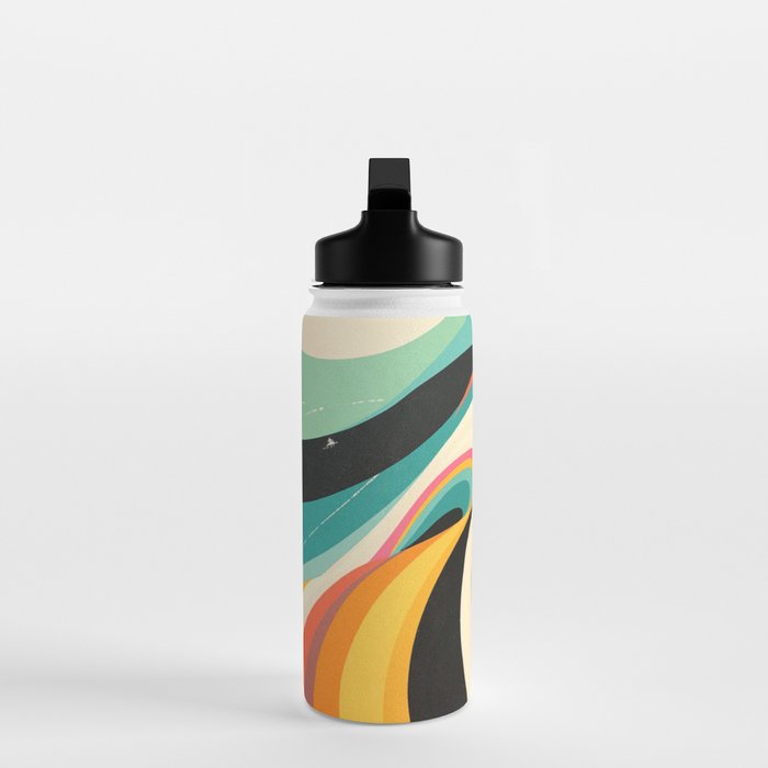 Abstract Retro Swirl 70s Mid-Century Curves Water Bottle Gallery Image 3