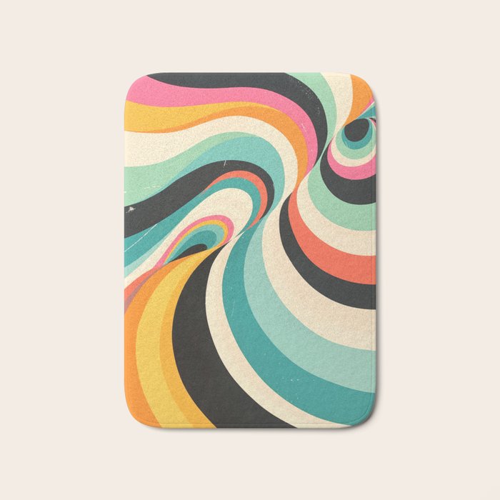 Abstract Retro Swirl 70s Mid-Century Curves Bath Mat Gallery Image 1