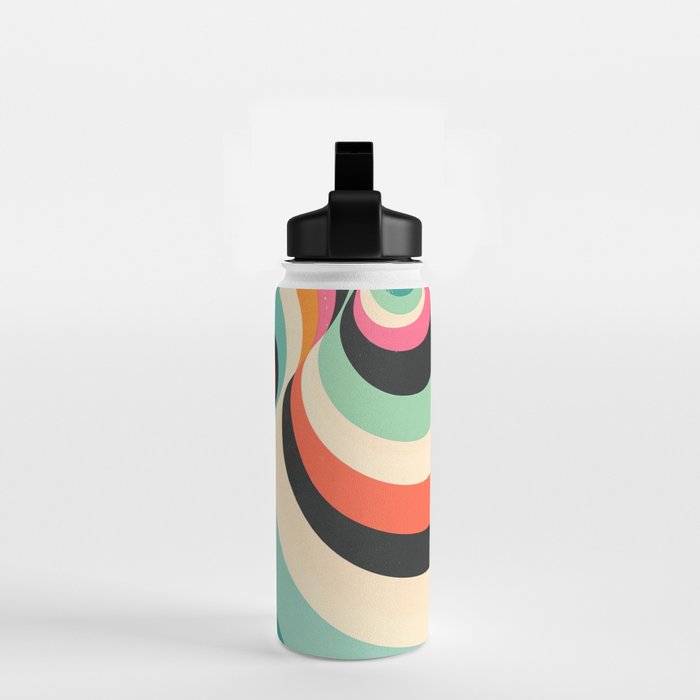 Abstract Retro Swirl 70s Mid-Century Curves Water Bottle Gallery Image 2