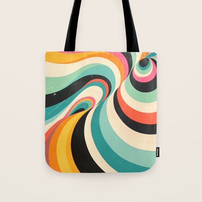 Abstract Retro Swirl 70s Mid-Century Curves Tote Bag Gallery Image 1