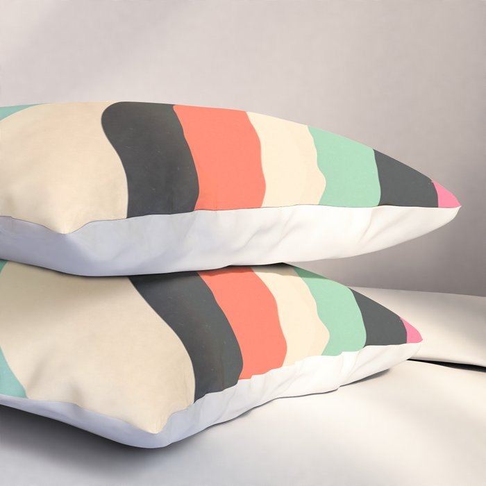 Abstract Retro Swirl 70s Mid-Century Curves Pillow Sham Gallery Image 3