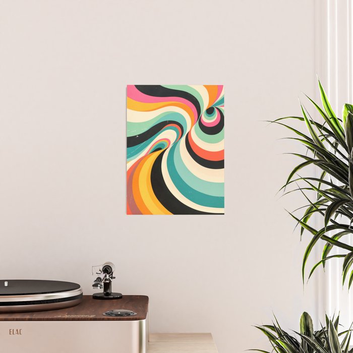 Abstract Retro Swirl 70s Mid-Century Curves Poster Gallery Image 2