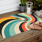 Abstract Retro Swirl 70s Mid-Century Curves Outdoor Rug Gallery Image 2