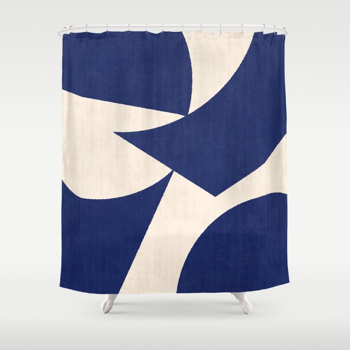 Cut-out Abstract Modern Shapes - blue Shower Curtain Gallery Image 1