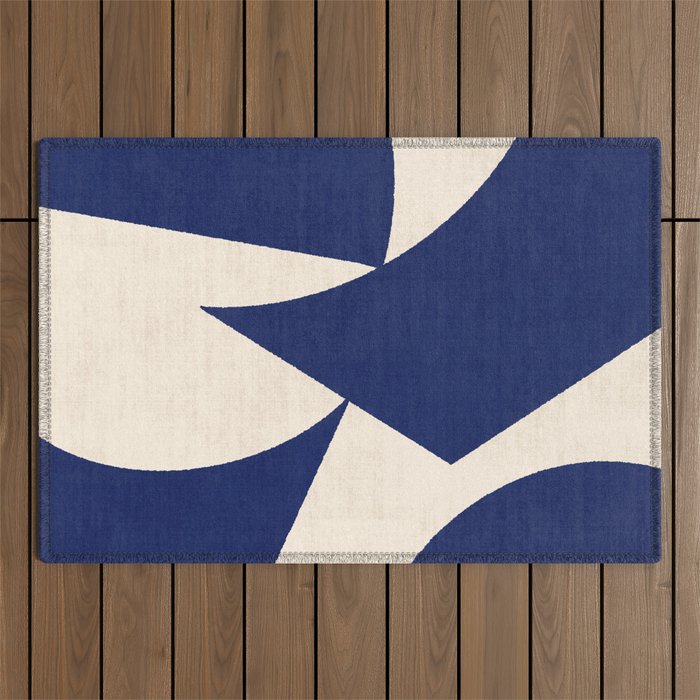 Cut-out Abstract Modern Shapes - blue Outdoor Rug Gallery Image 1