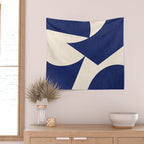 Cut-out Abstract Modern Shapes - blue Wall Tapestry Gallery Image 2
