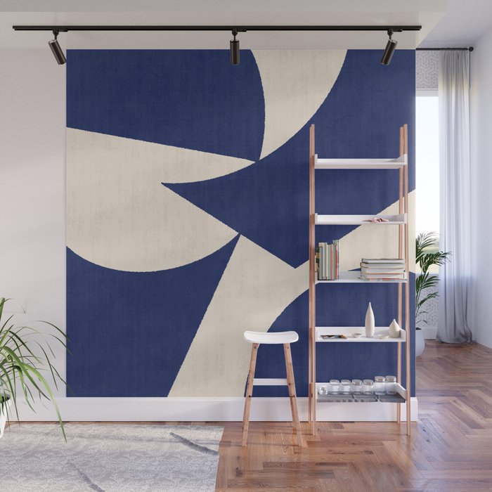 Cut-out Abstract Modern Shapes - blue Wall Mural Gallery Image 1