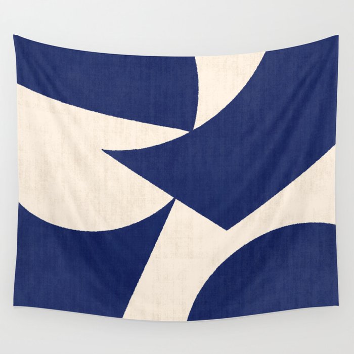 Cut-out Abstract Modern Shapes - blue Wall Tapestry Gallery Image 1