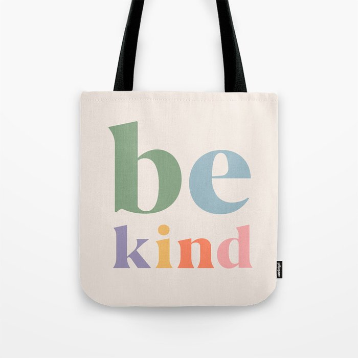 Be Kind Inspirational Quote Danish Pastel Print Tote Bag Gallery Image 1
