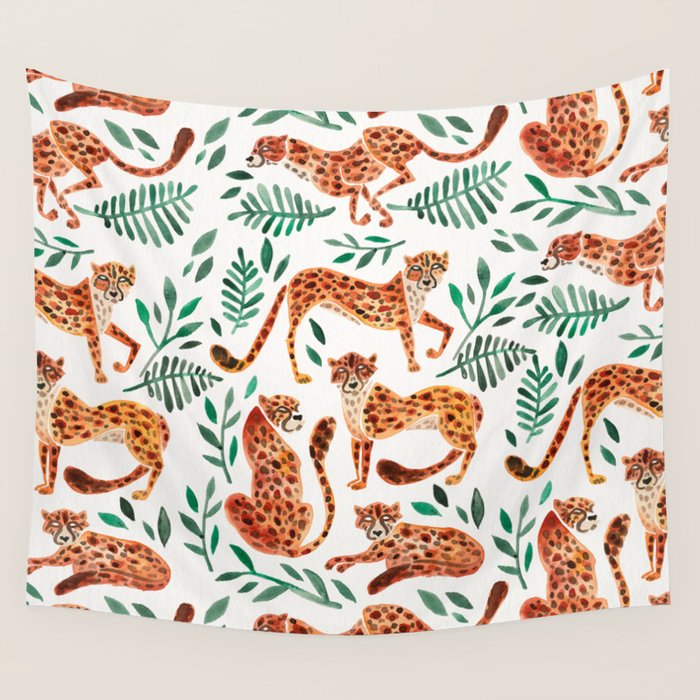 Cheetah Collection - Orange & Green Palette Wall Tapestry Gallery Image 4