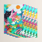 The Black Panther, Tropical Jungle Watercolor Painting, Botanical Forest Colorful Bohemian Illustration, Tiger Leopard Cheetah Animals Wrapping Paper Gallery Image 3