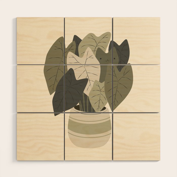 Cat and Plant 44 Wood Wall Art Gallery Image 1