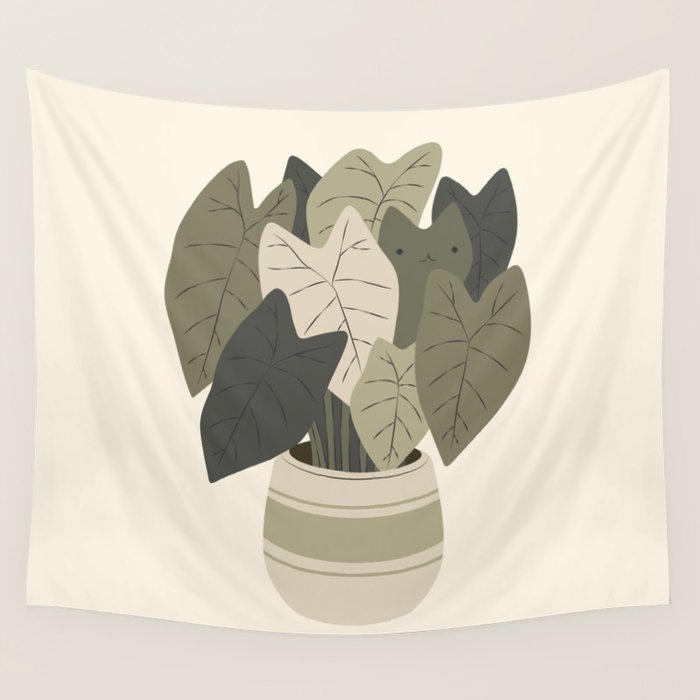 Cat and Plant 44 Wall Tapestry Gallery Image 4