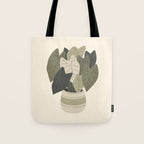 Cat and Plant 44 Tote Bag Gallery Image 1