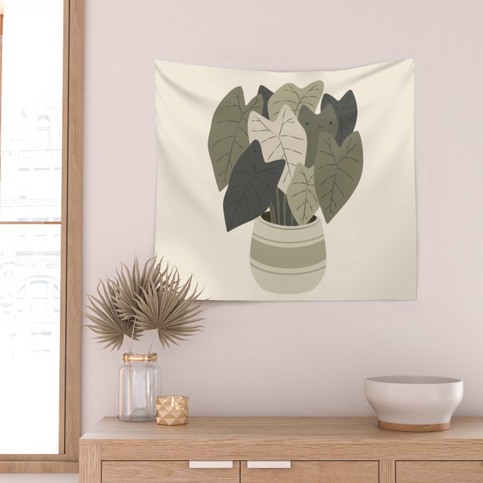 Cat and Plant 44 Wall Tapestry Gallery Image 2