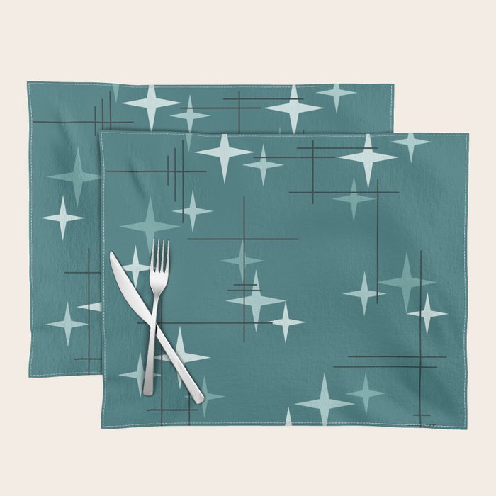 Mid Century Modern Stars (Ocean Green) Placemat Gallery Image 1