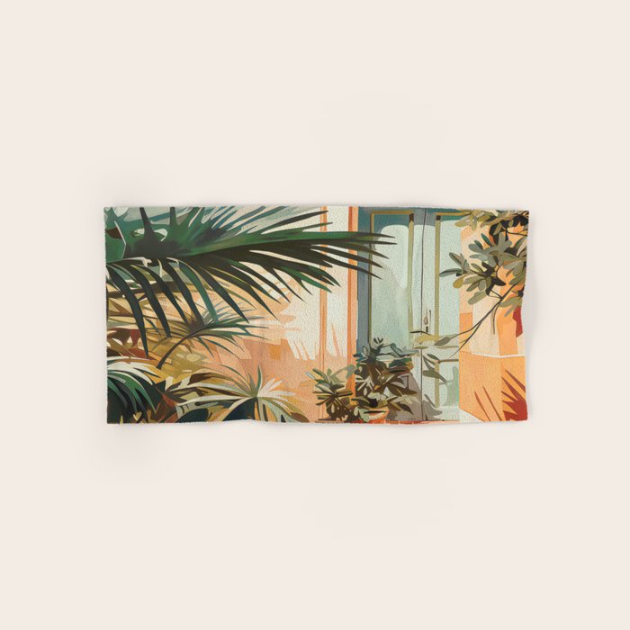 Villa Courtyard Mediterranean Art Bath Towel Gallery Image 1