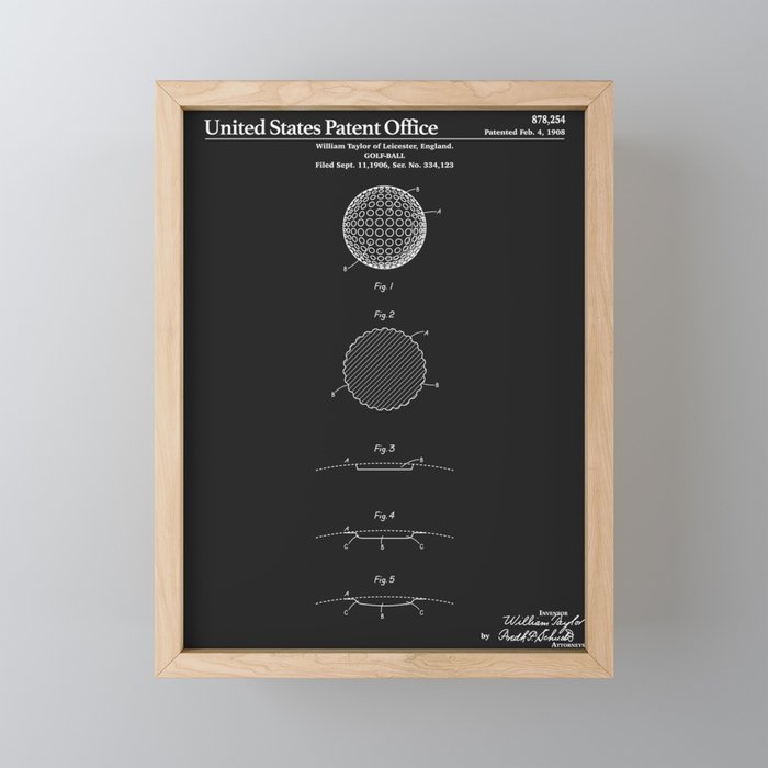 Golf Ball Patent - Black Mini Art Print Gallery Image 1