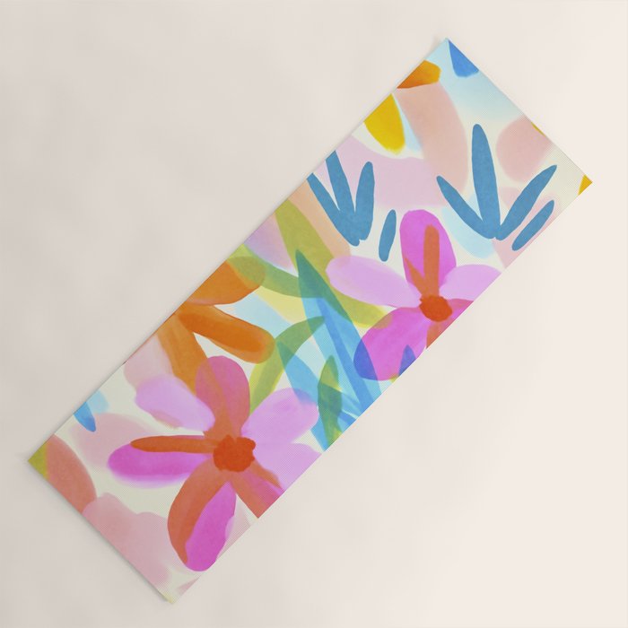 Sunny Day Bold Abstract Florals Multicolor Cheerful Summer Pattern Yoga Mat Gallery Image 1