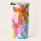 Sunny Day Bold Abstract Florals Multicolor Cheerful Summer Pattern Travel Mug Gallery Image 3